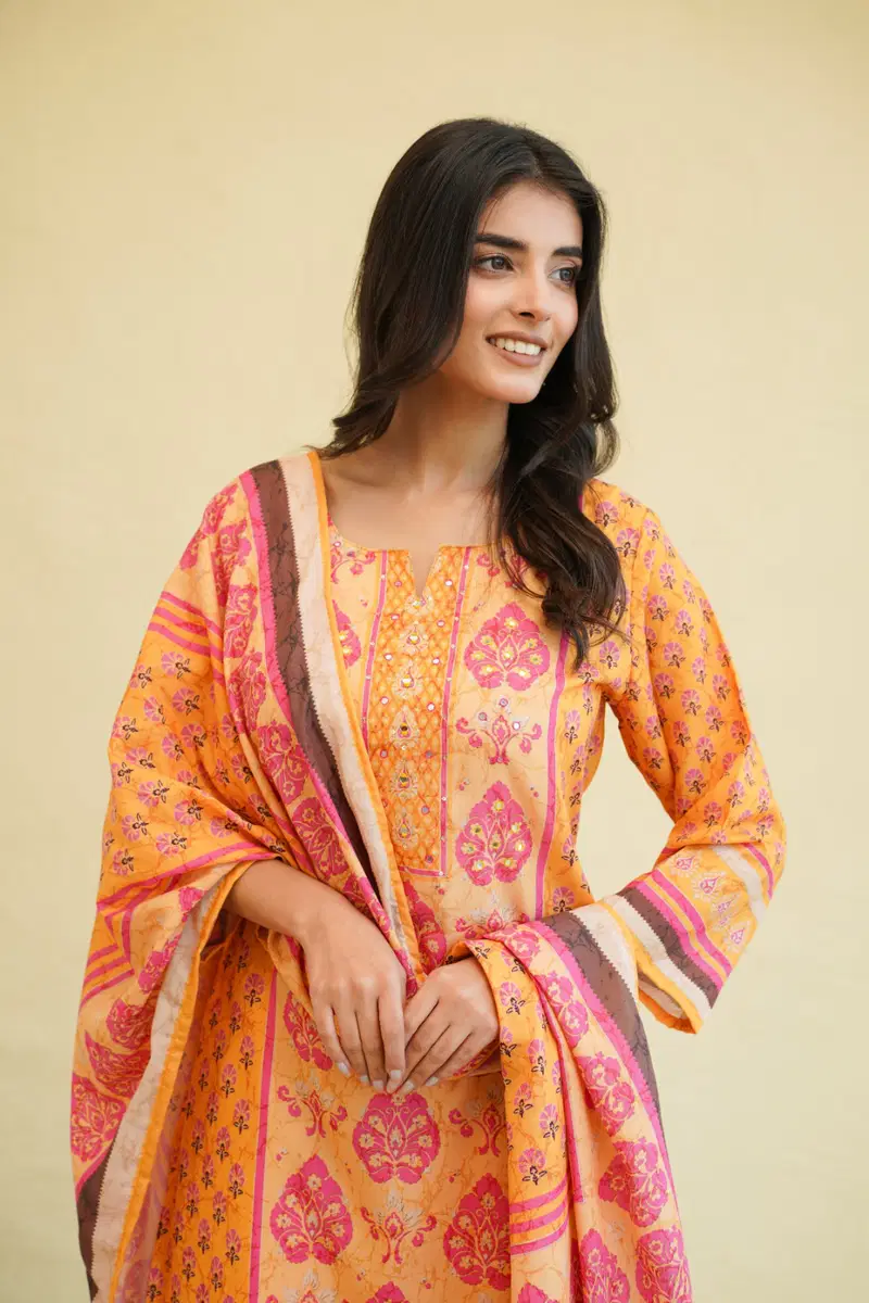 Naisha K 707 Cotton Festival Wear Kurti Pant And Dupatta Collection