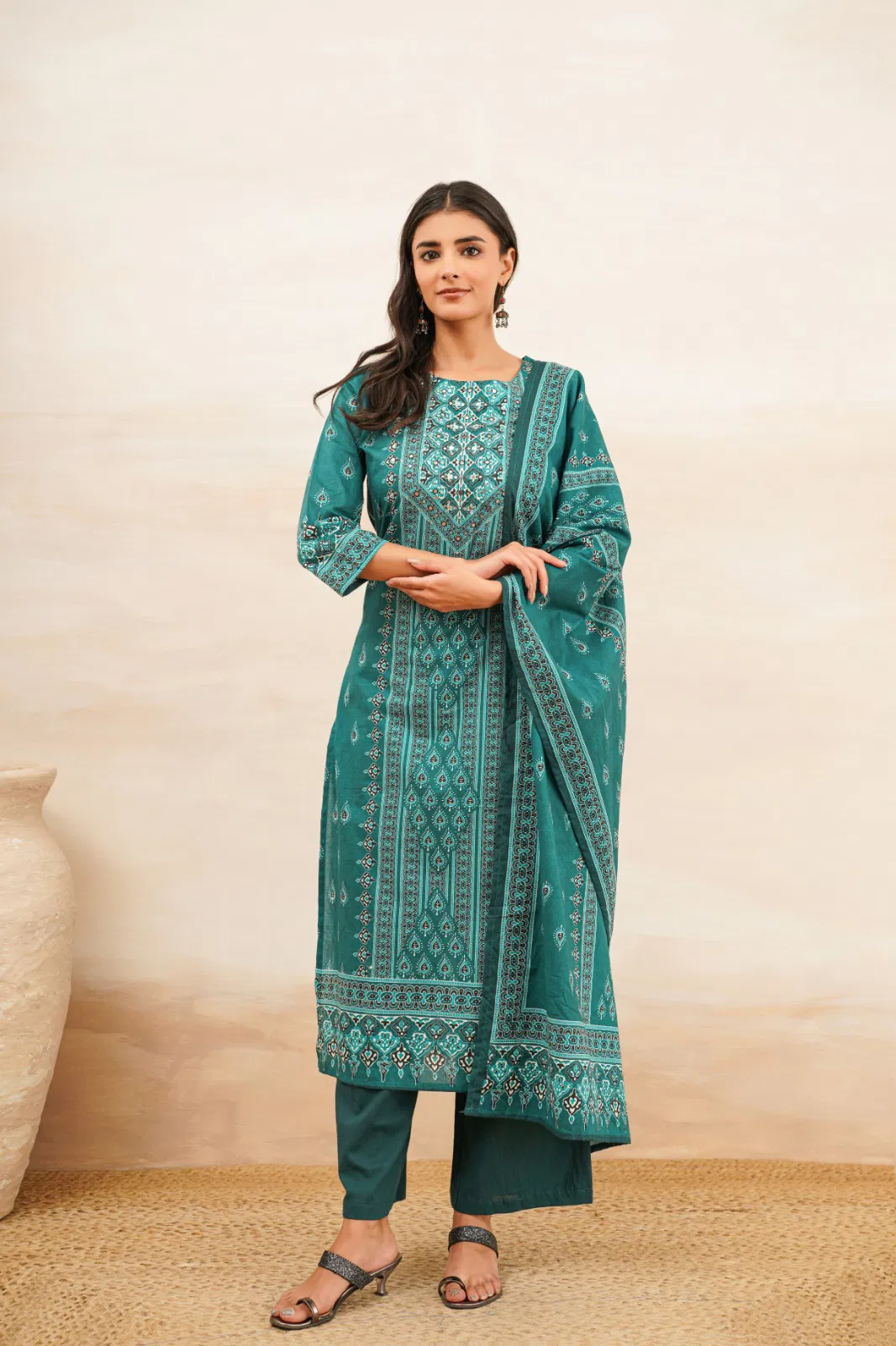 Naisha K 707 Cotton Festival Wear Kurti Pant And Dupatta Collection