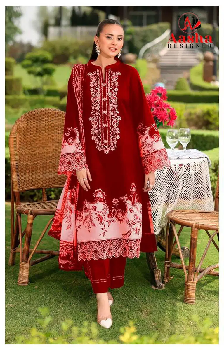 Aasha 1203 Chiffon Dupatta Cotton Printed Pakistani Salwar Kameez