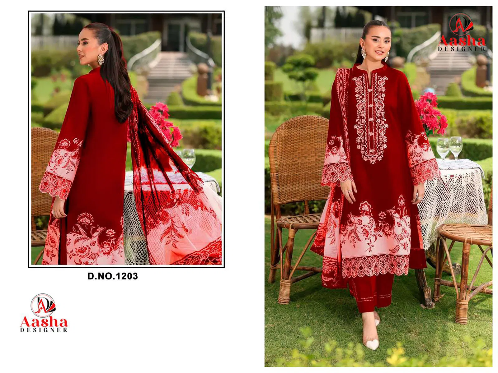 Aasha 1203 Chiffon Dupatta Cotton Printed Pakistani Salwar Kameez
