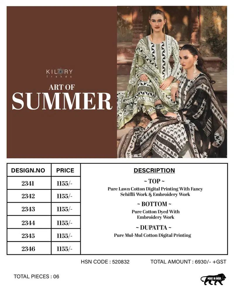 Kilory Art Of Summer Lawn Cotton Digital Print Embroidery Salwar Kameez