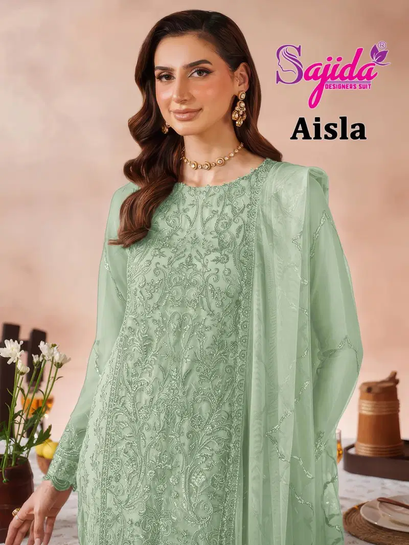 Sajida Aisla Georgette Embroidered Work Pakistani Salwar Kameez