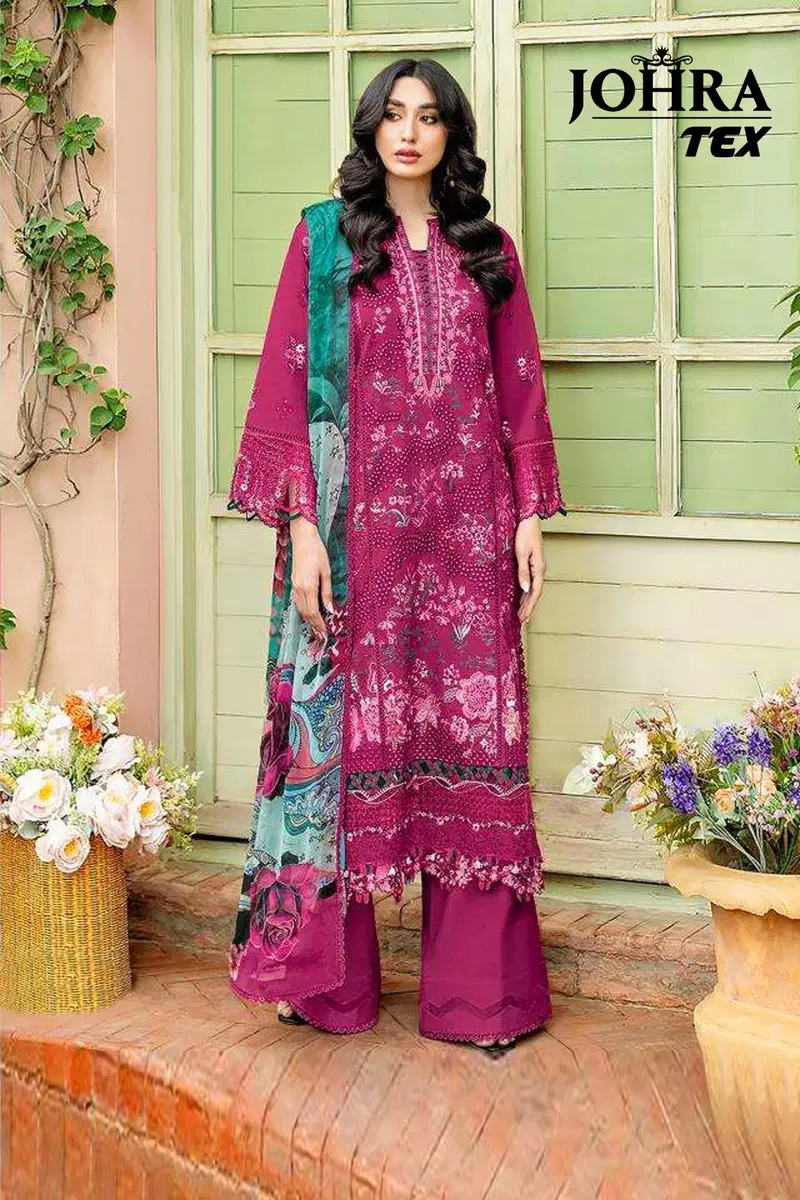 Johra Tex 193 Rayon Cotton Embroidered Work Pakistani Salwar Kameez