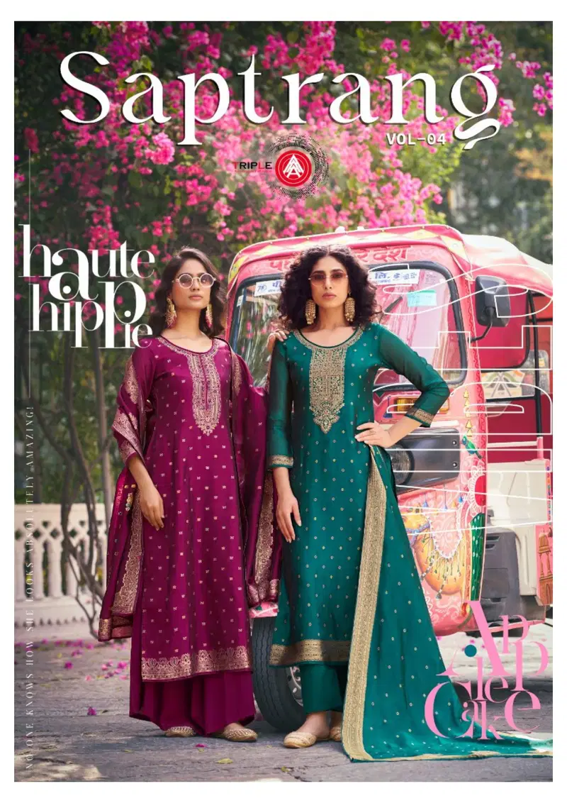 Triple Aaa Saptrang Vol 4 Silk Jacquard Minakari Dress Material Collection