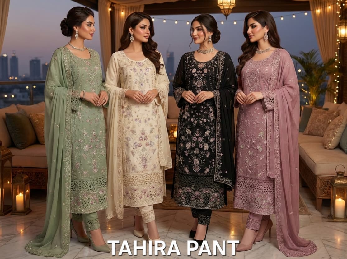 FM Tahira Pant Premium Crunchy Fabric With Full Zarkan Pakistani Readymade Collection
