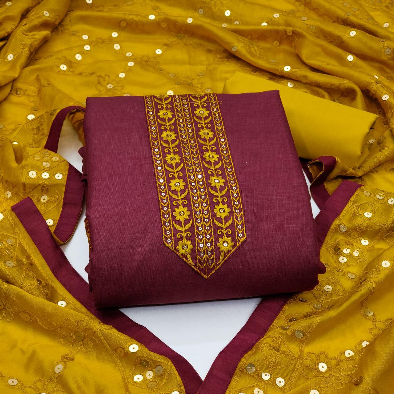 Designer Life Style Bombay Cotton Tie Daman Less Multi Less Sequence Work Dress material Collection