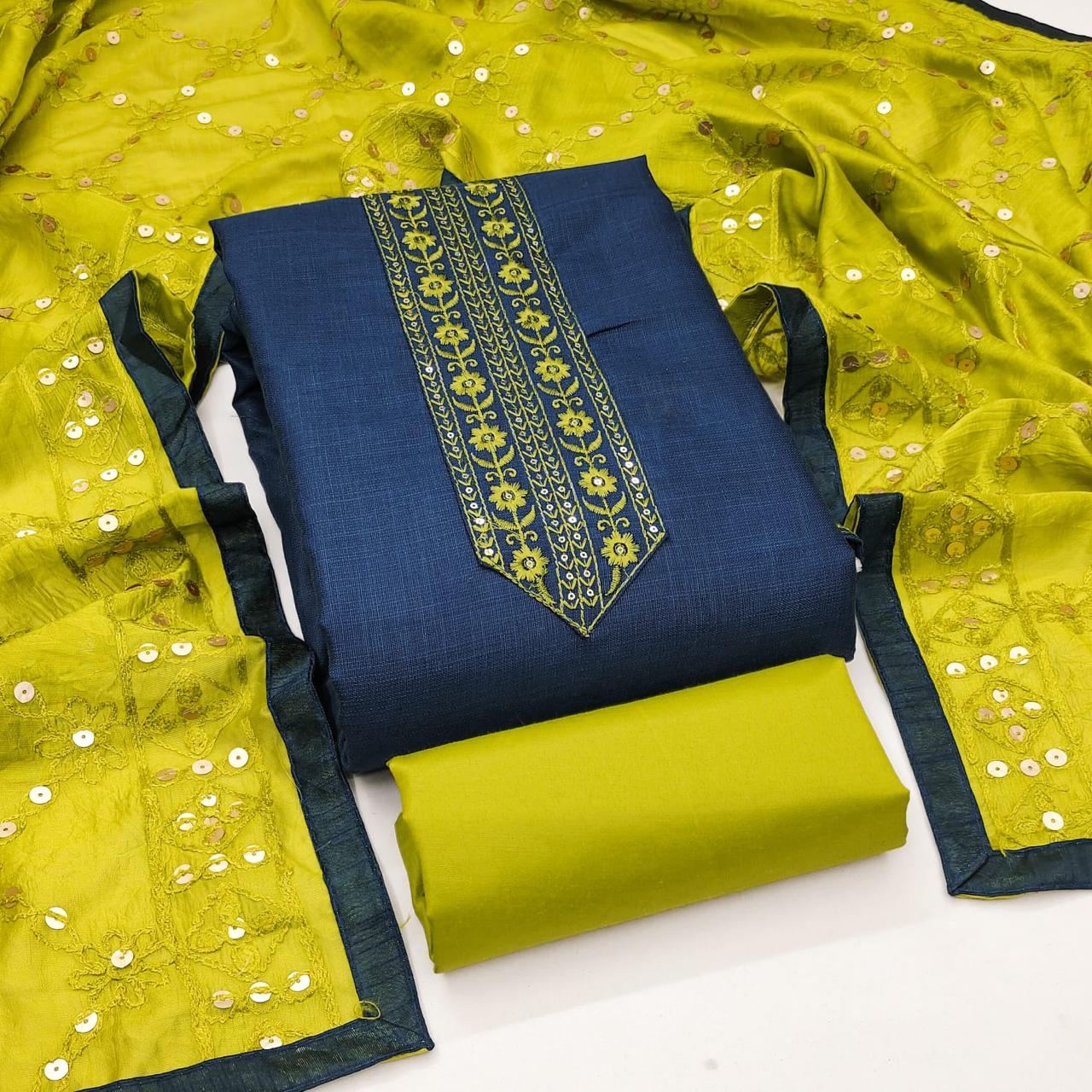 Designer Life Style Bombay Cotton Tie Daman Less Multi Less Sequence Work Dress material Collection