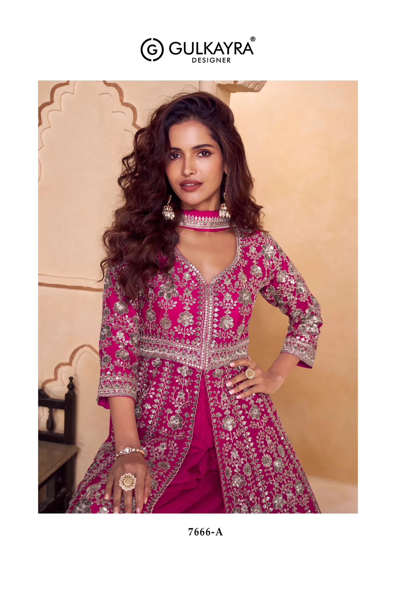 Gulkayra Seerat Chinon With Embroidery Work Top Plazzo And Dupatta