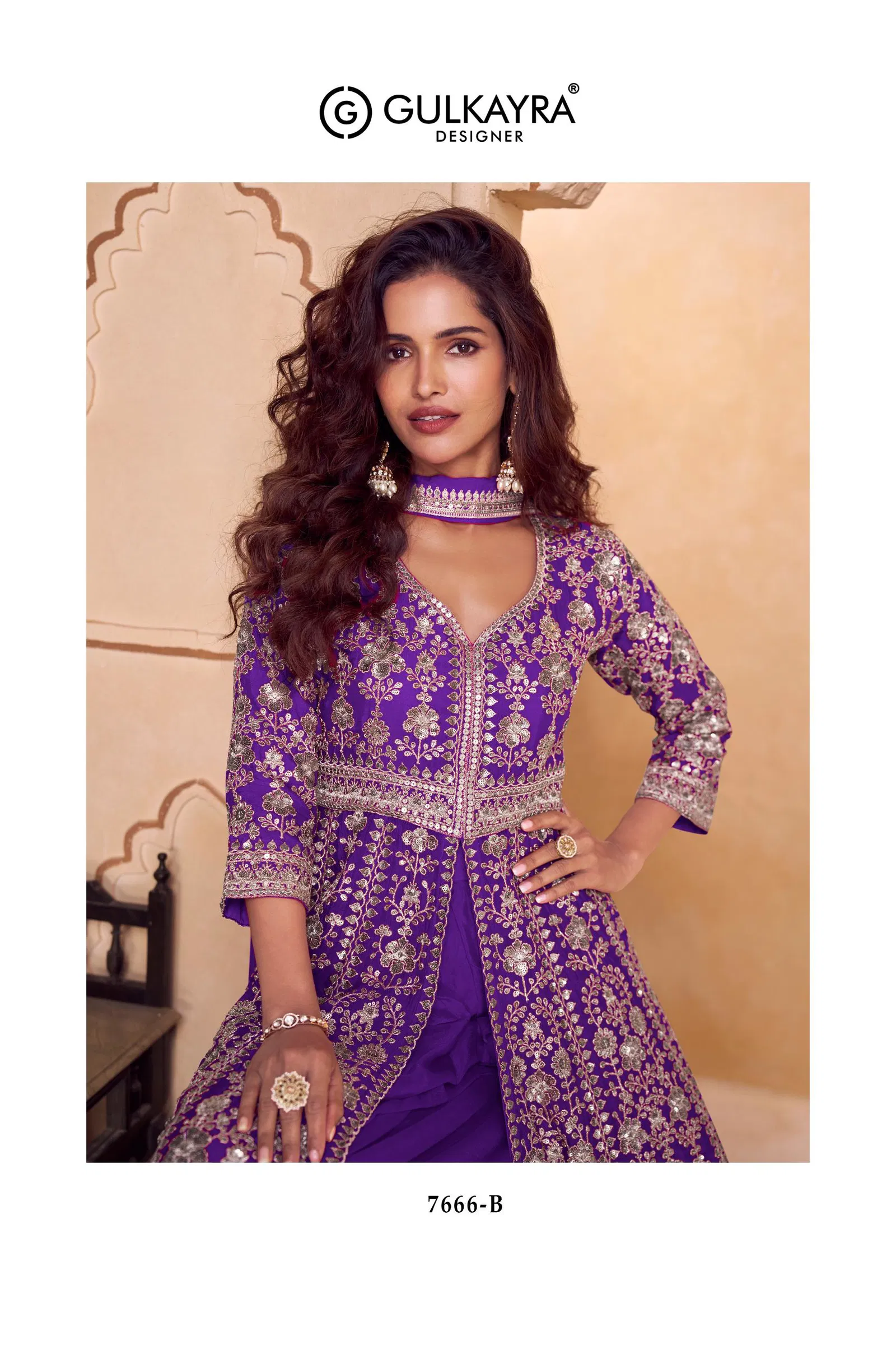 Gulkayra Seerat Chinon With Embroidery Work Top Plazzo And Dupatta