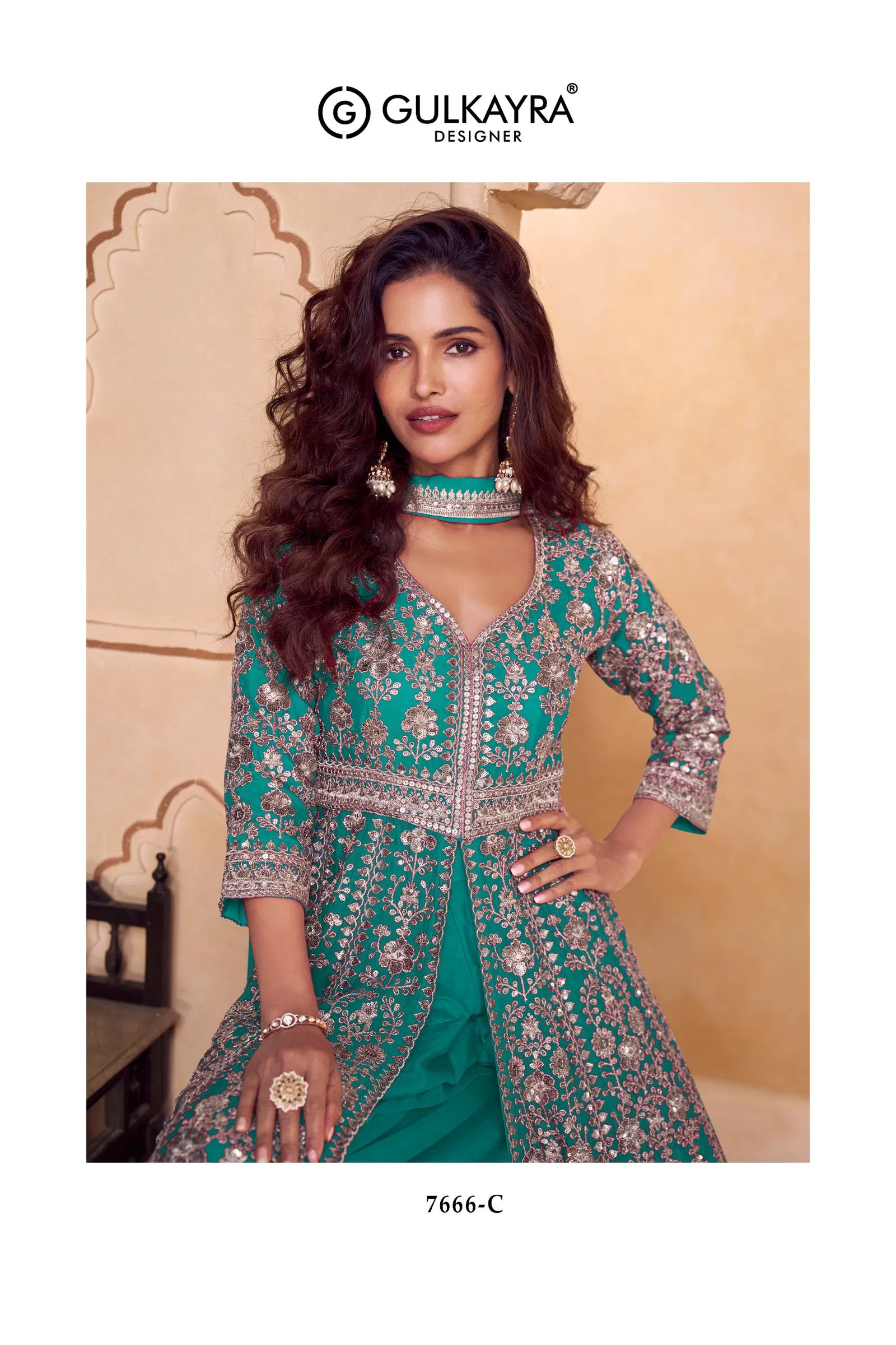 Gulkayra Seerat Chinon With Embroidery Work Top Plazzo And Dupatta