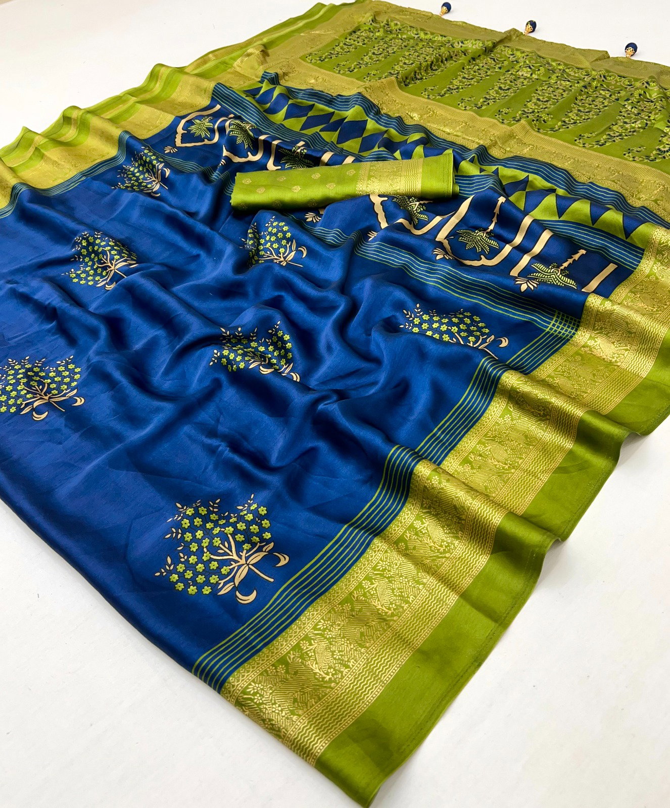Gf Ajrakh Luxe Vol 12 Semi Modal with Foil Print Saree Collection