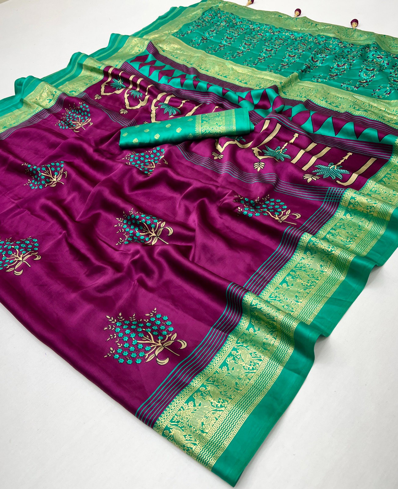 Gf Ajrakh Luxe Vol 12 Semi Modal with Foil Print Saree Collection