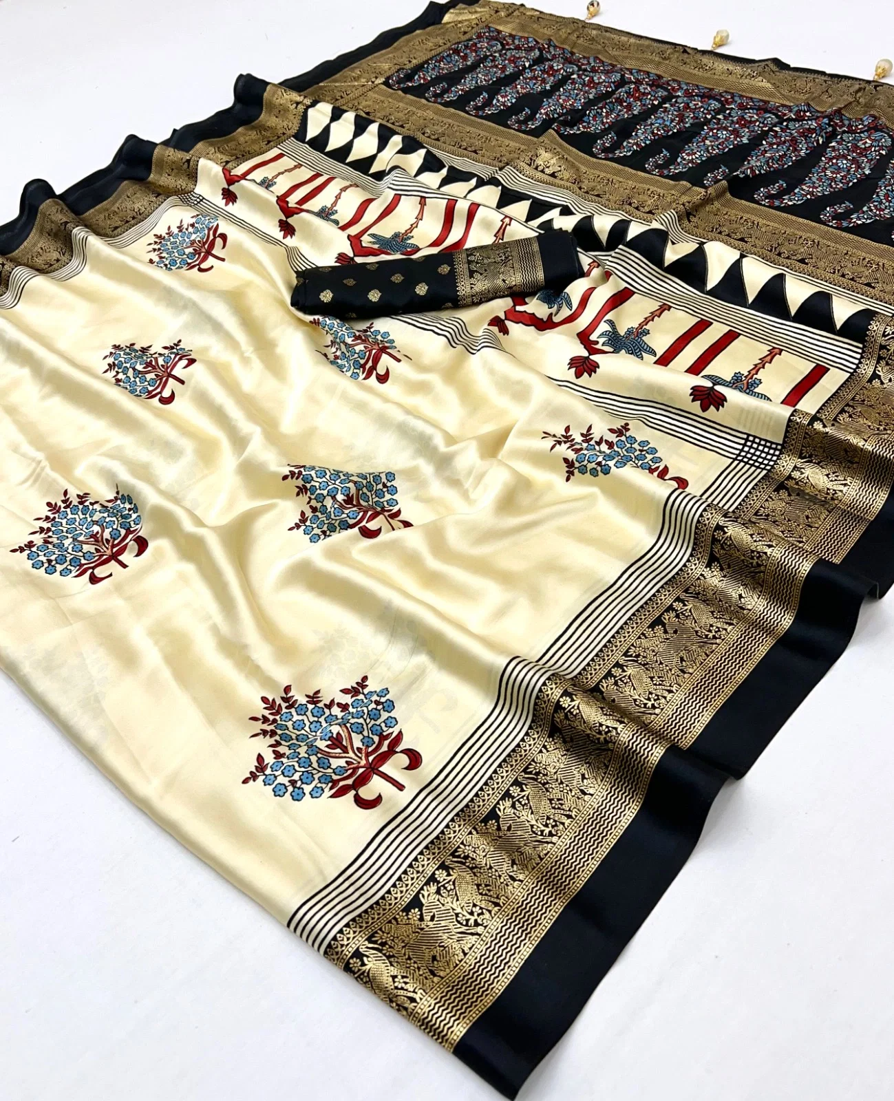 Gf Ajrakh Luxe Vol 12 Semi Modal with Foil Print Saree Collection