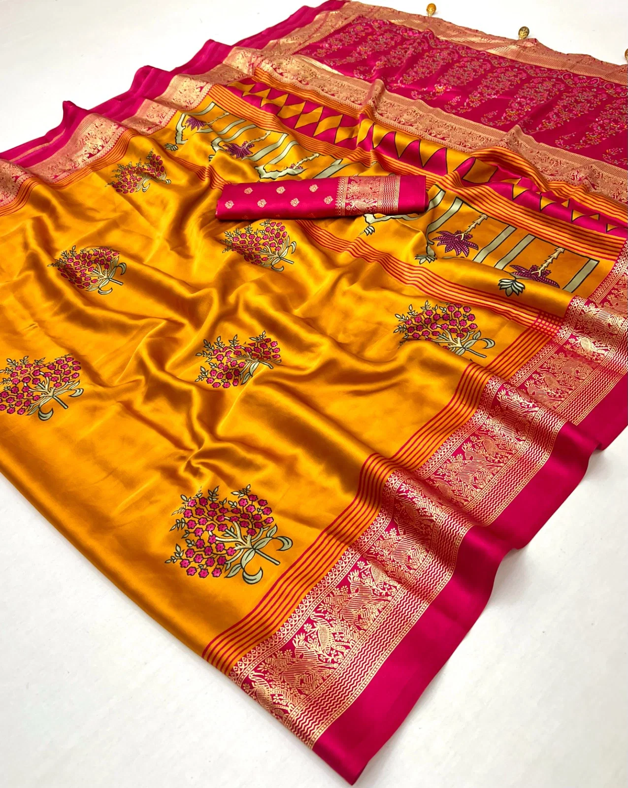 Gf Ajrakh Luxe Vol 12 Semi Modal with Foil Print Saree Collection