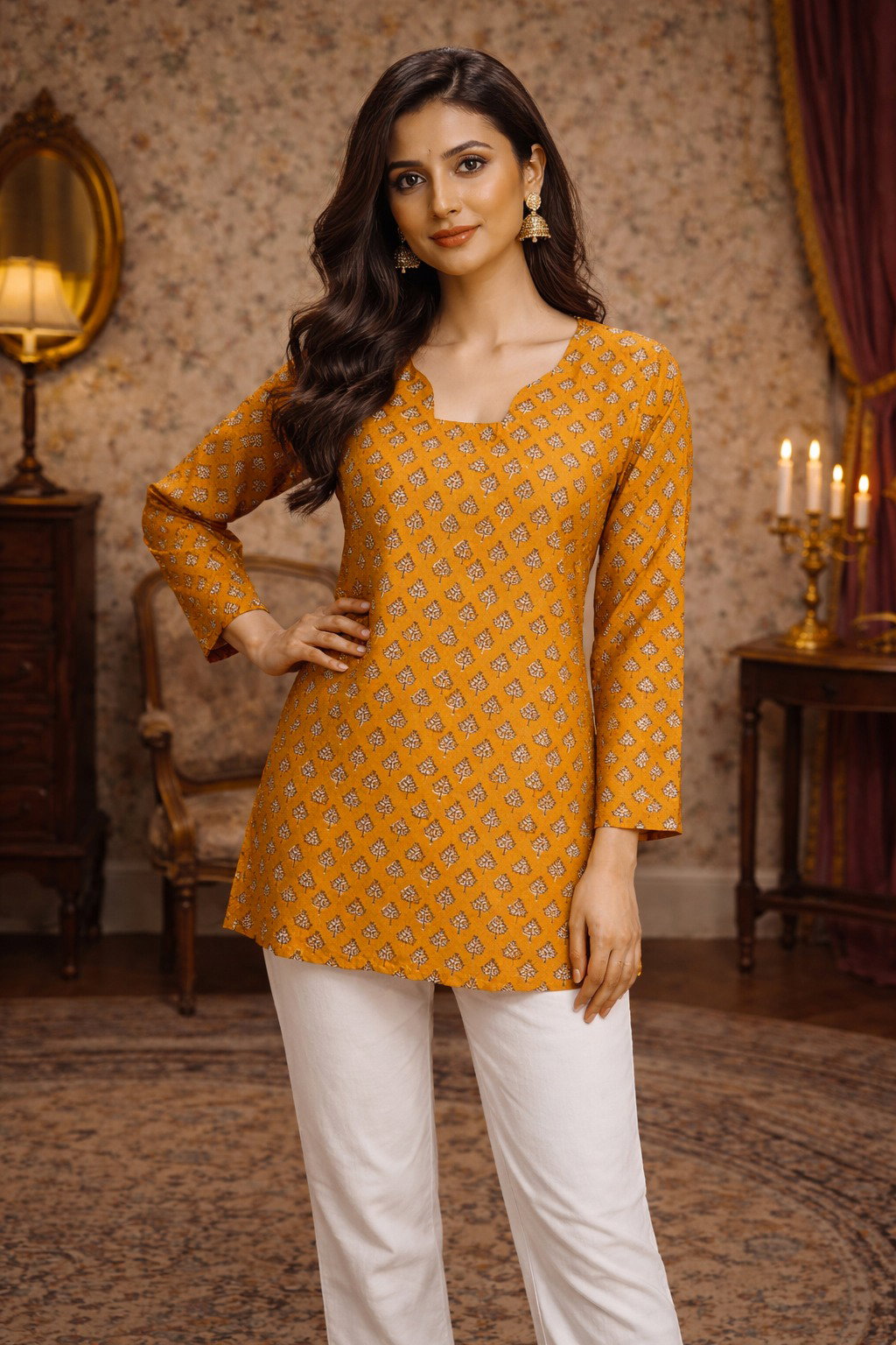 Aawiya RJ 8 Muslin Digital Printed Daily Wear Short Top