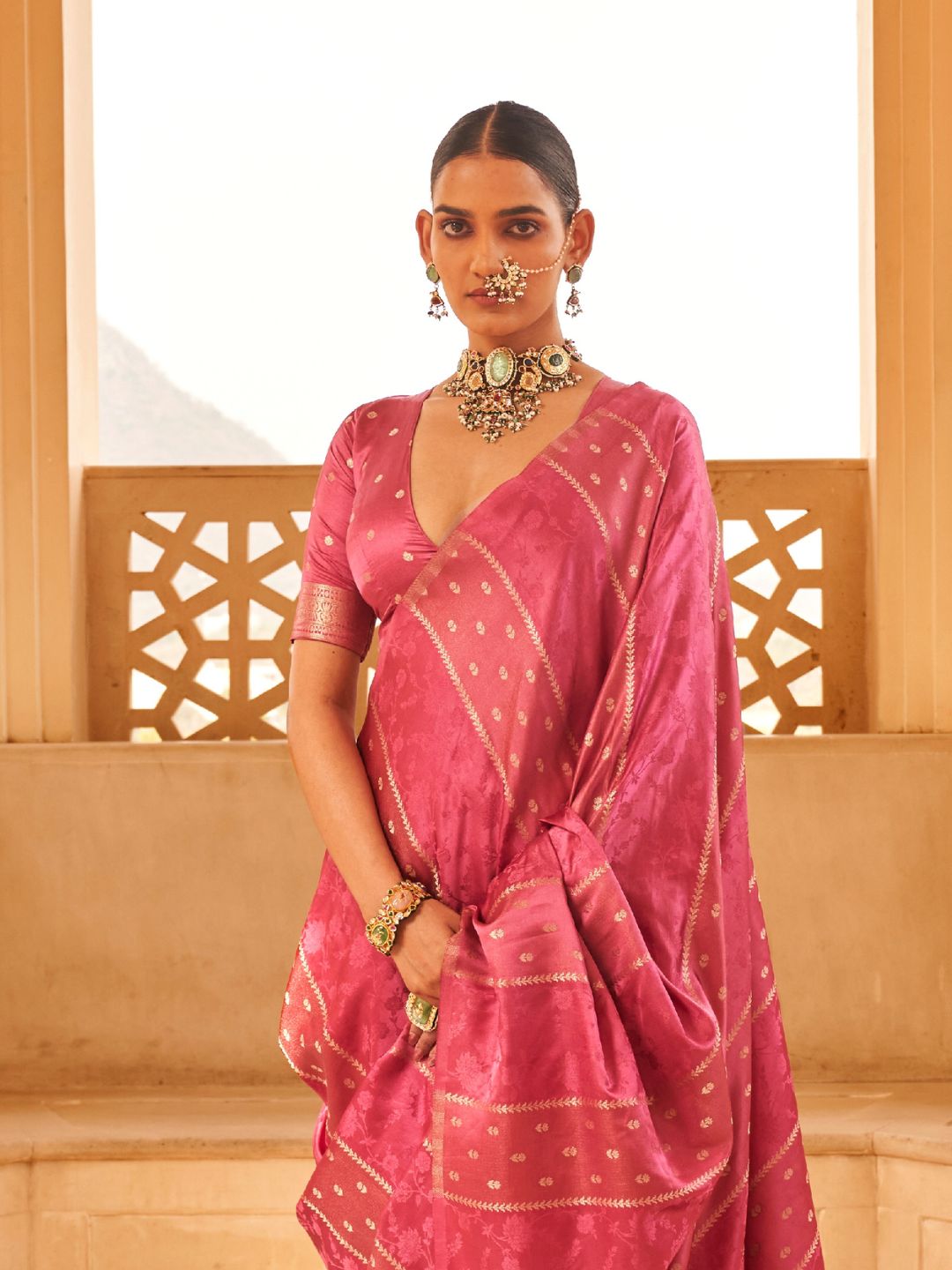 Shiv Shahi Silk Satin Silk With Self Jacquard and Zari Weaving Work Saree Collection