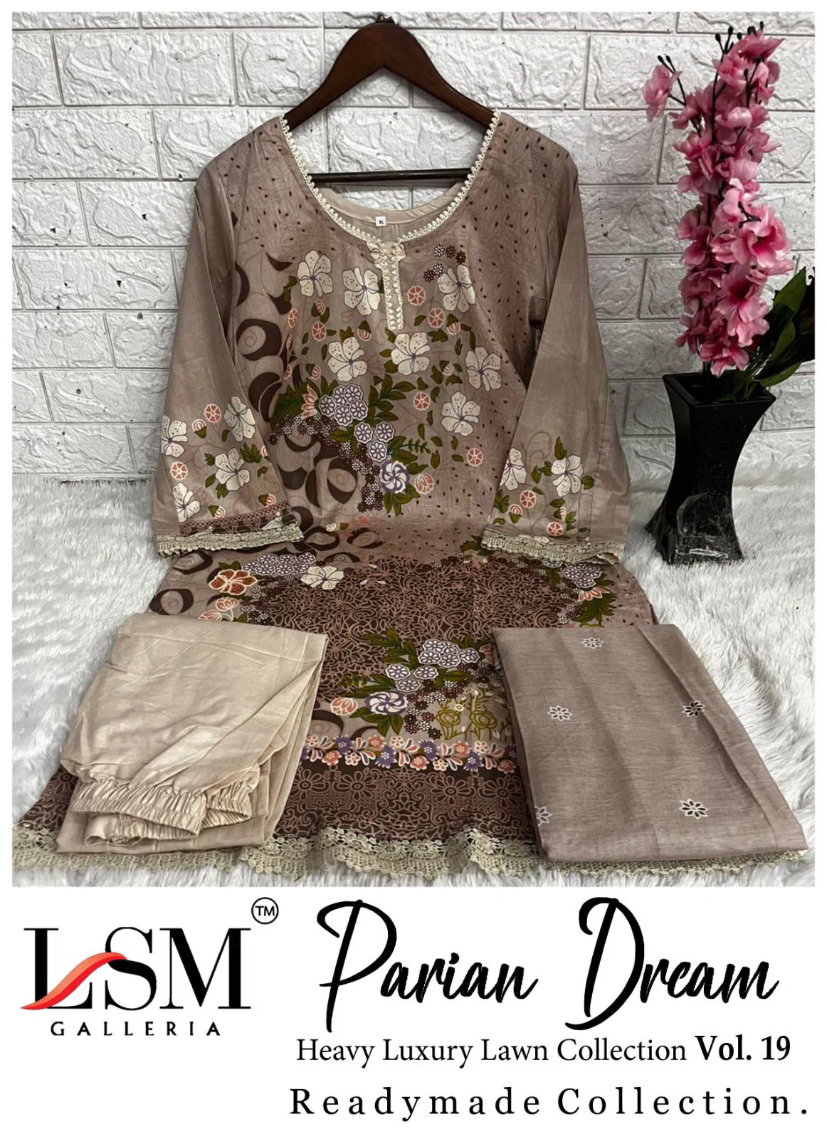 Lsm Parian Dream Vol 19 Readymade Lawn Cotton Top Bottom And Dupatta