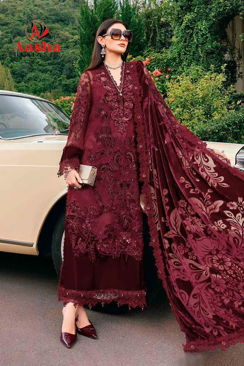 Aasha 1202 Cotton Dupatta Rayon Embroidered Pakistani Salwar Kameez