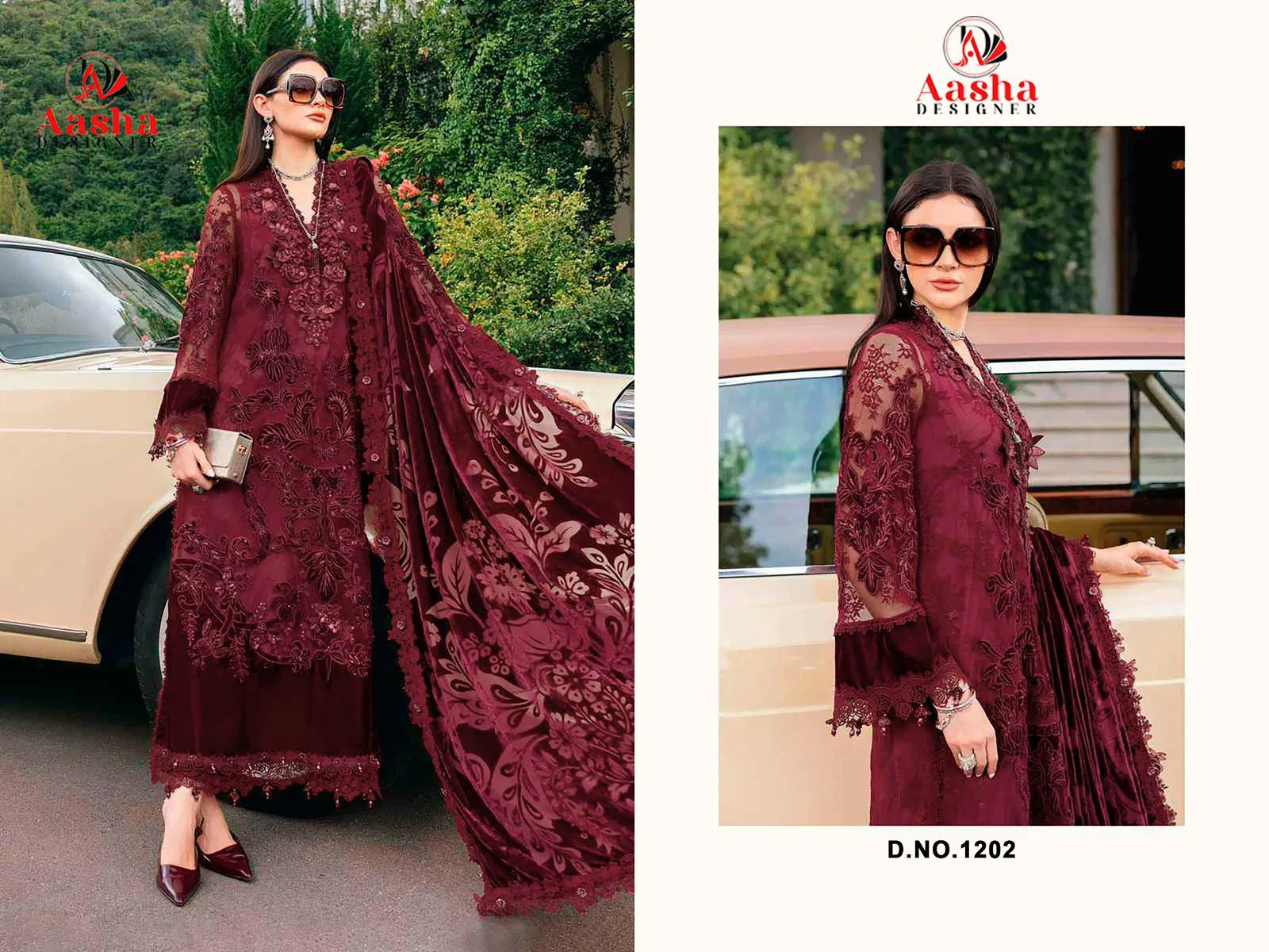 Aasha 1202 Cotton Dupatta Rayon Embroidered Pakistani Salwar Kameez