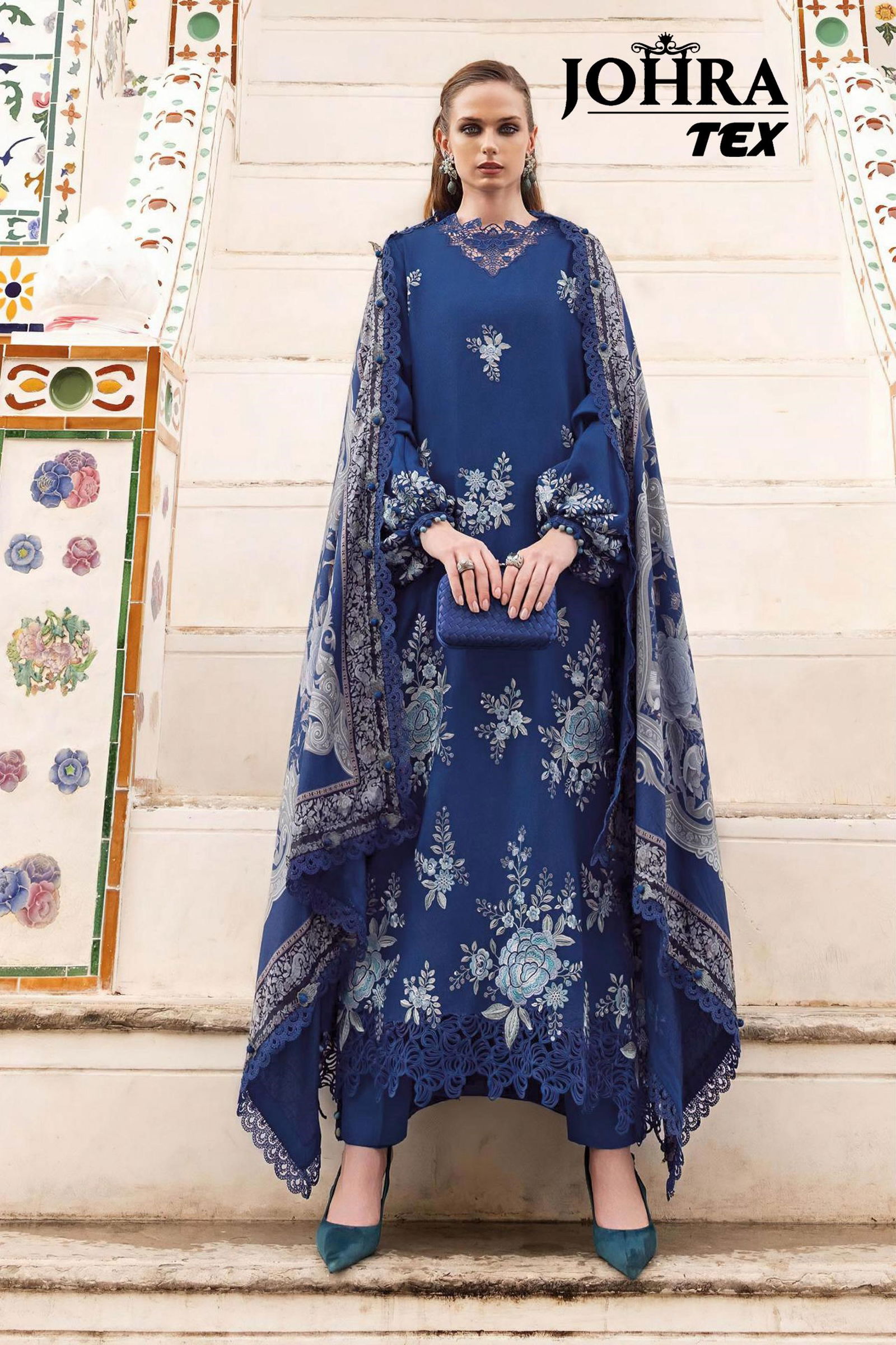 Johra Tex 194 Rayon Cotton Embroidered Work Pakistani Salwar Kameez