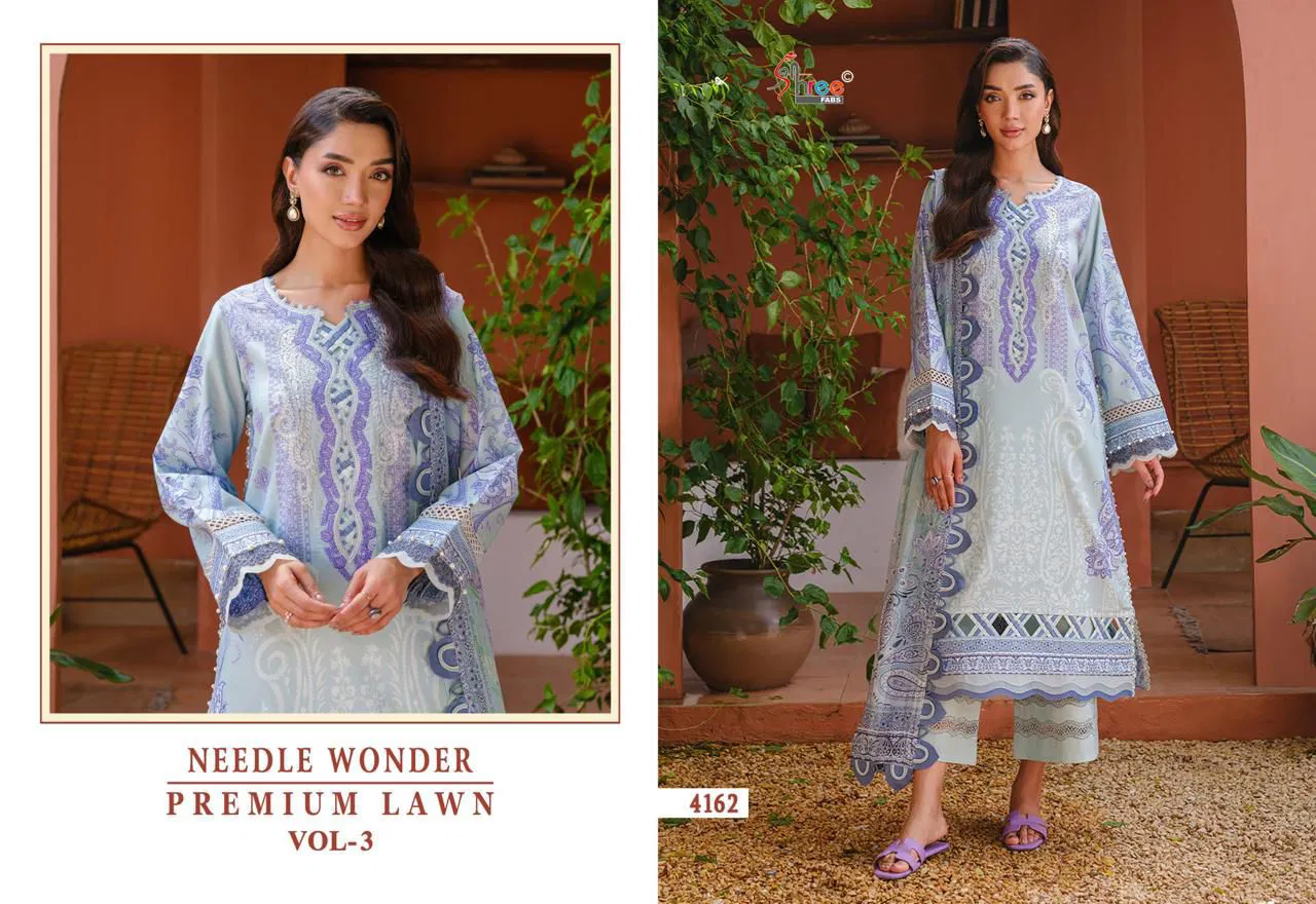 Shree Needle Wonder Premium Lawn Vol 3 Chiffon Dupatta Pakistani Suits