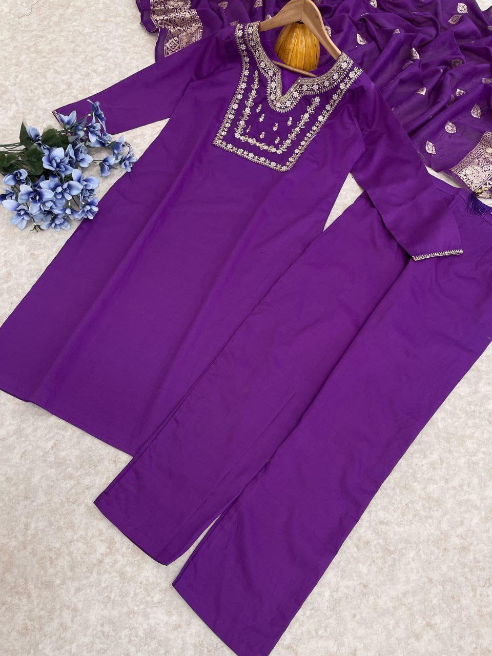 NCO 32 HYD Viscose Pv Chanderi Cotton Embroidery Sequins Kurti Bottom With Dupatta