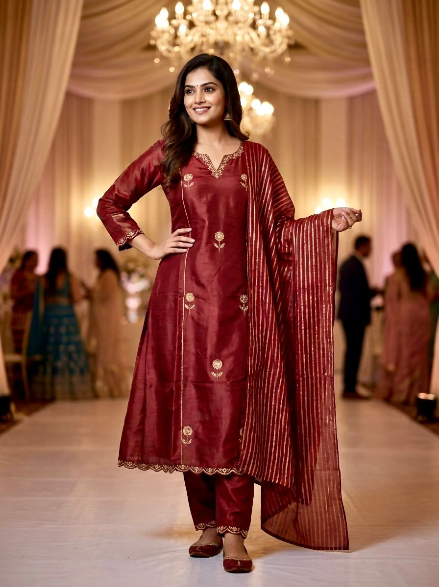 Lekha KL 4100 PV Shimmer Embroidery Kurti Bottom With Dupatta