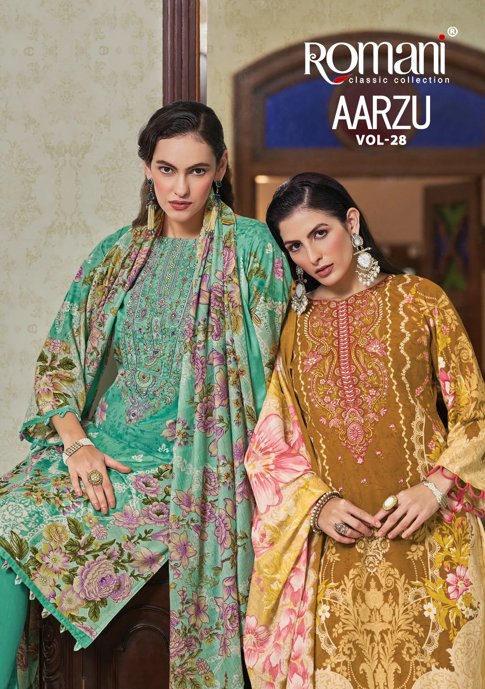 Romani Aarzu Vol 28 Cotton Digital Print Embrodiery Dress Material
