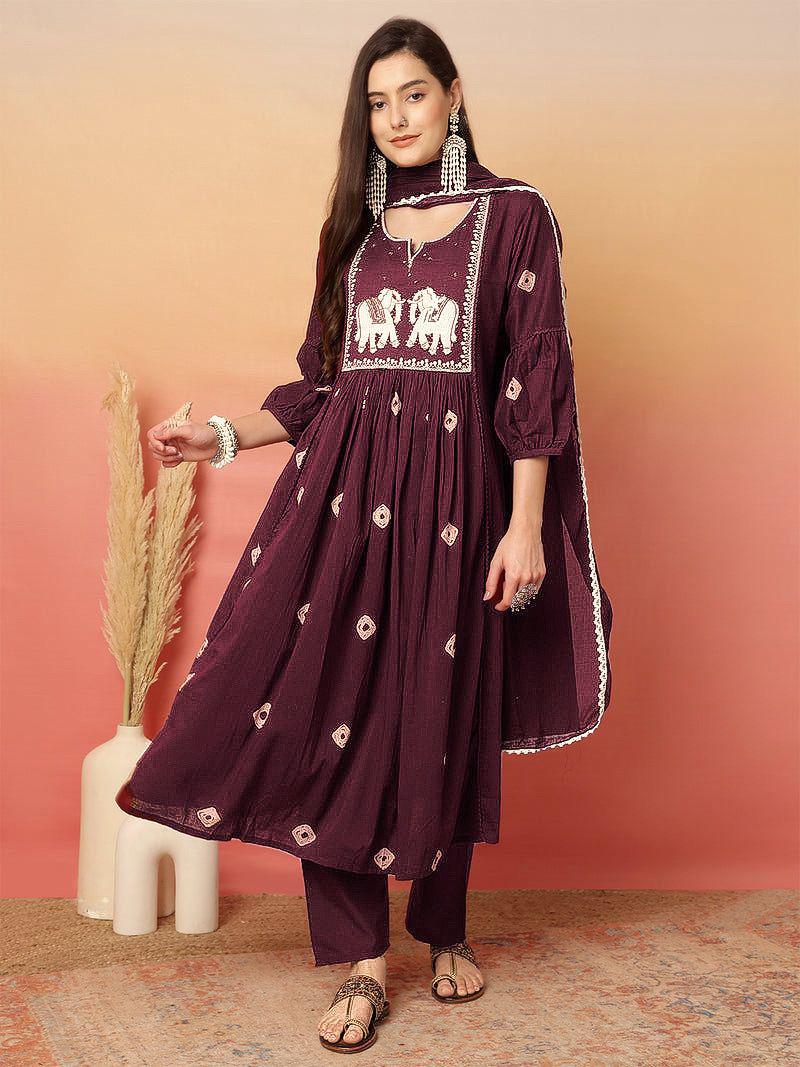 NCO 34 HMC Heavy Rayon Embroidery Kurti Bottom With Dupatta