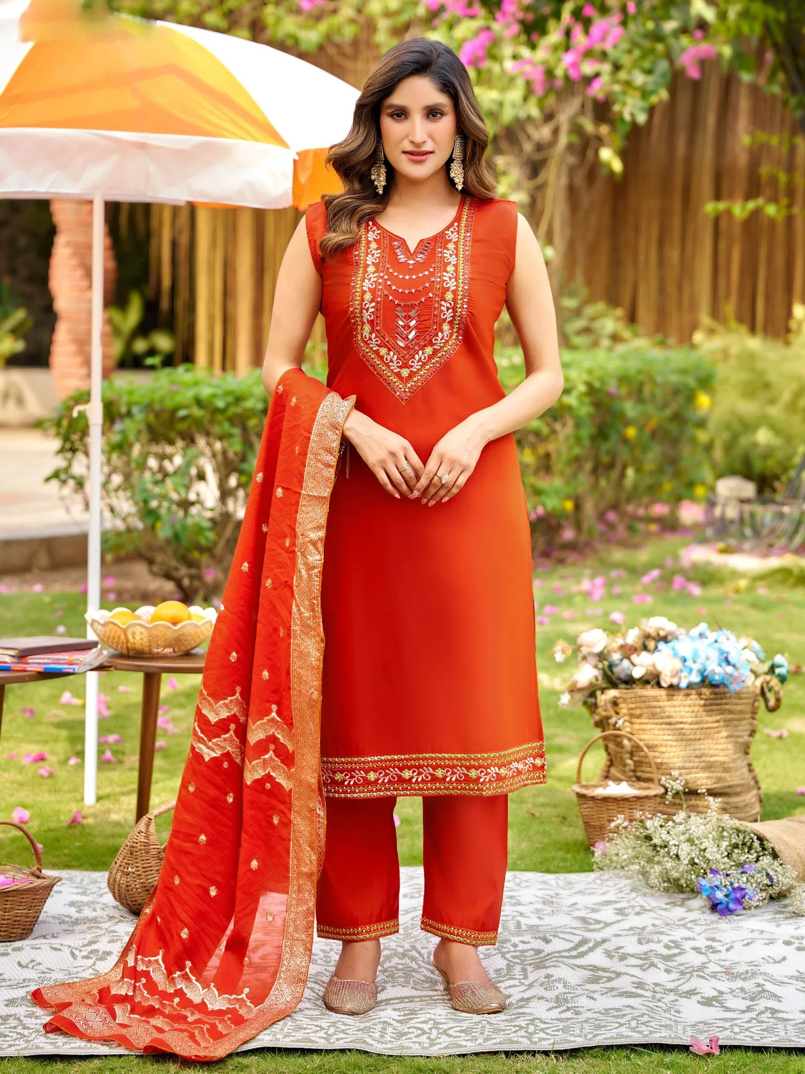Naisha K 713 Roman With Manual Work Kurti Pant And Dupatta