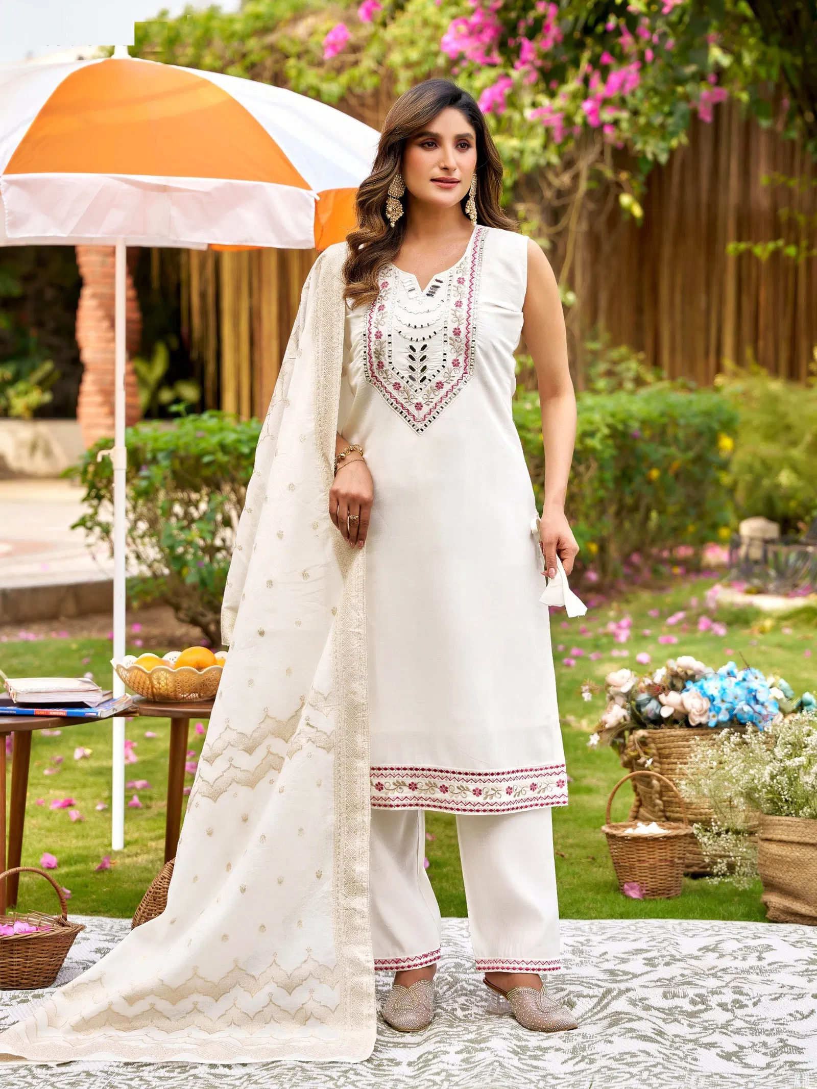 Naisha K 713 Roman With Manual Work Kurti Pant And Dupatta