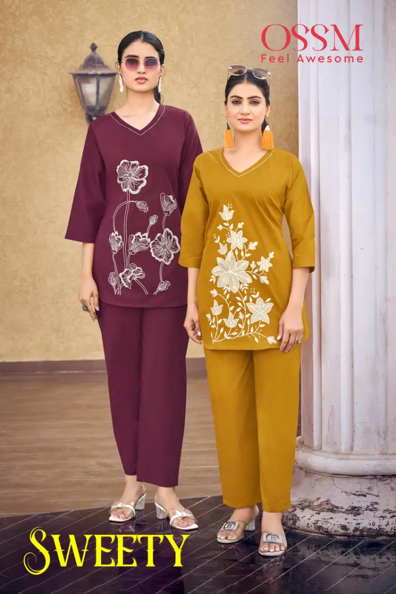 Ossm Sweety Dhabu Cotton Embroidery Work Co Ord Set Collection