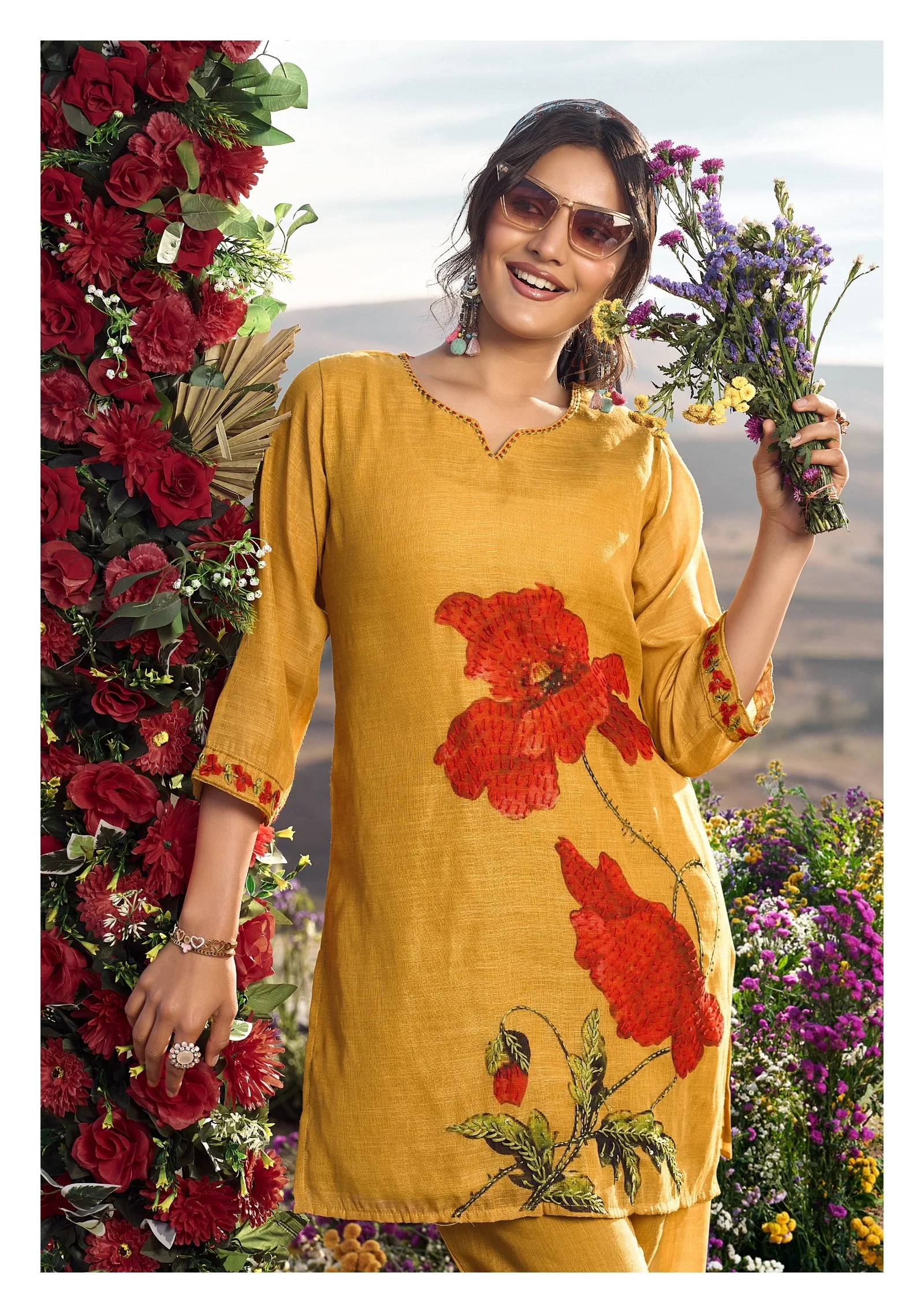 AF Royal Peacock Khadi Cotton Pure Knote Work Top With Bottom