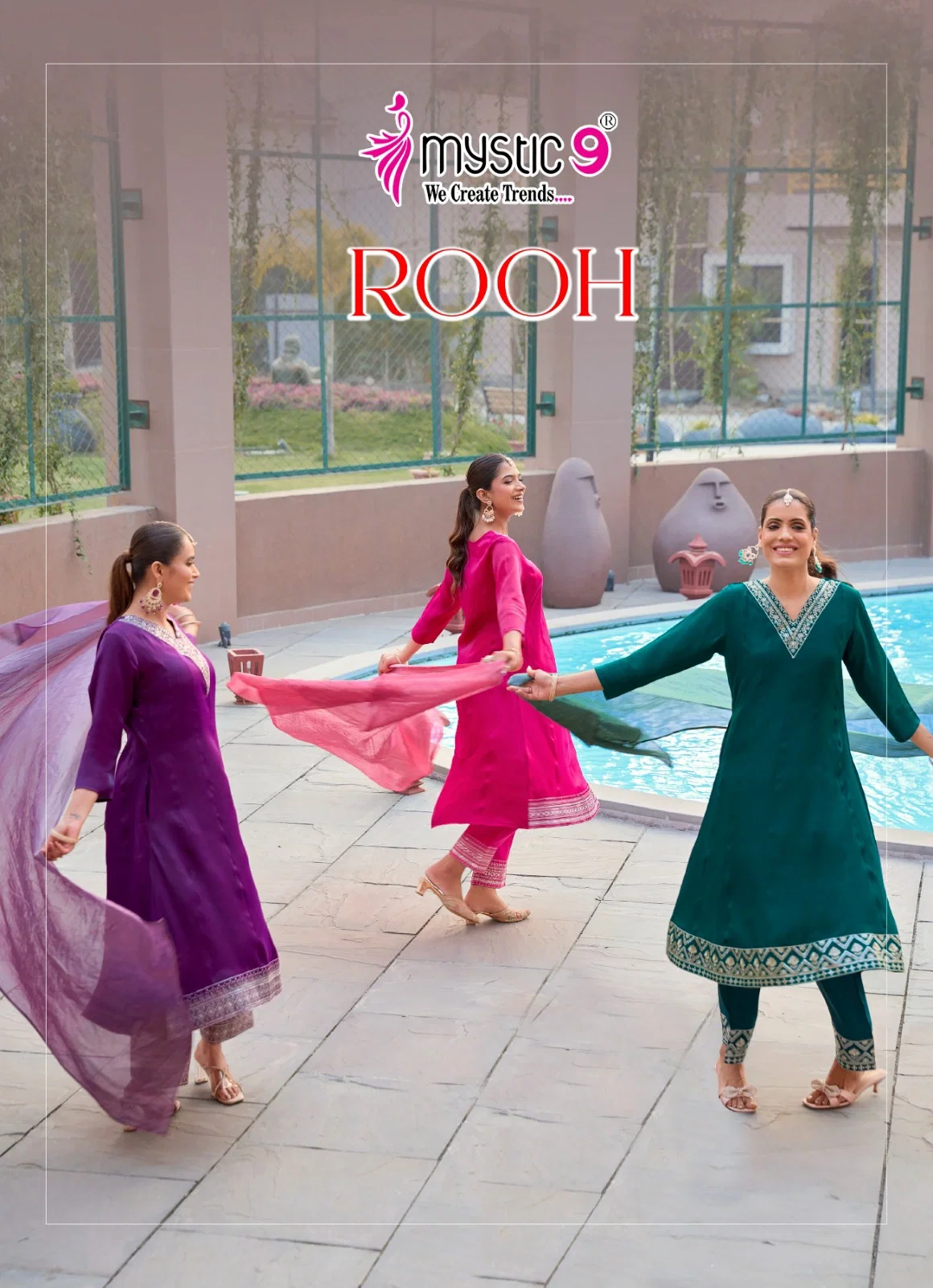 Mystic 9 Rooh Vol 1 Roman Glass Anarkali Top With Bottom And Dupatta