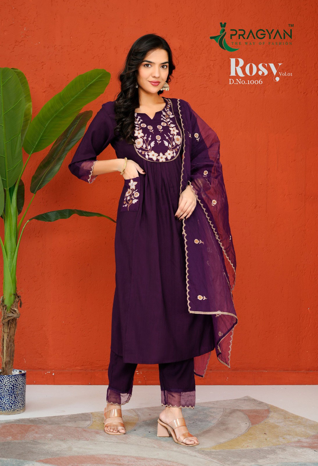 Pragyan Rosy Vol 1 Vetican Silk Embroidery Kurti Bottom With Dupatta