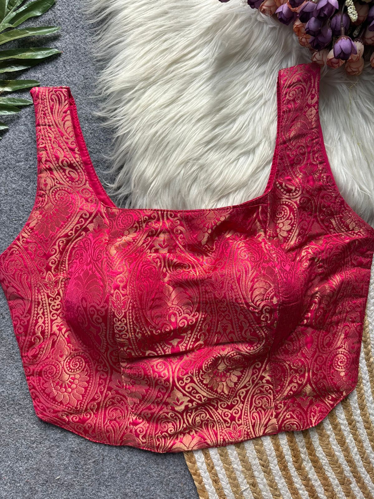 Fab 230 Peplum Jacquard Satin Silk Blouse Collection