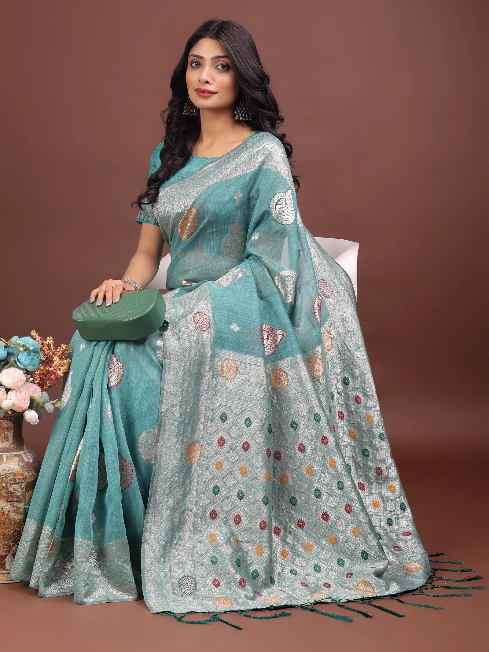 Ast Bulbul Cotton Silk With Tassels Work Saree Collection