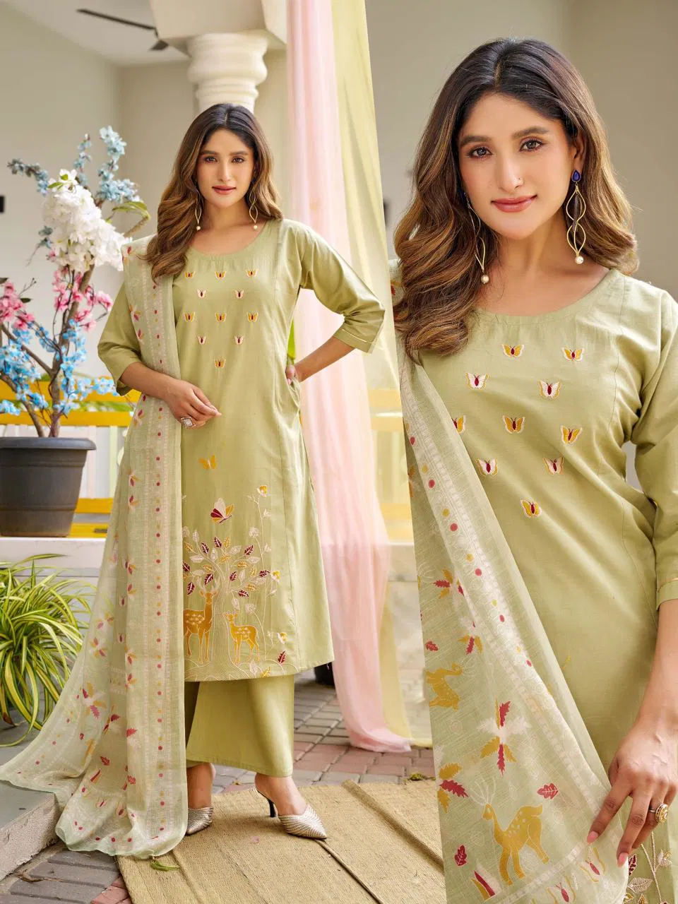 Naisha K 719 Dhabu Cotton Casual Wear Kurti Pant And Dupatta Collection