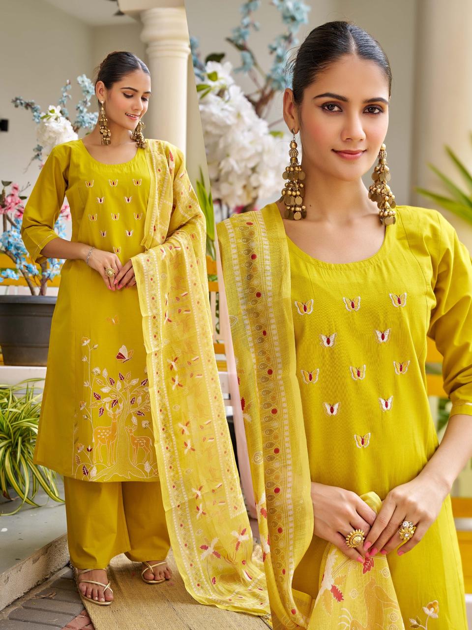 Naisha K 719 Dhabu Cotton Casual Wear Kurti Pant And Dupatta Collection