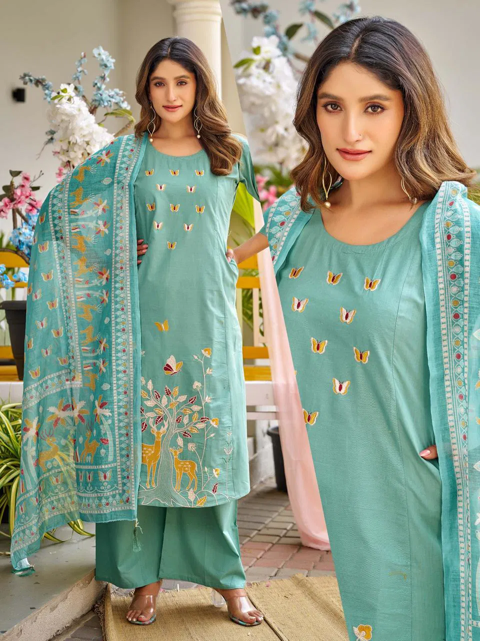 Naisha K 719 Dhabu Cotton Casual Wear Kurti Pant And Dupatta Collection