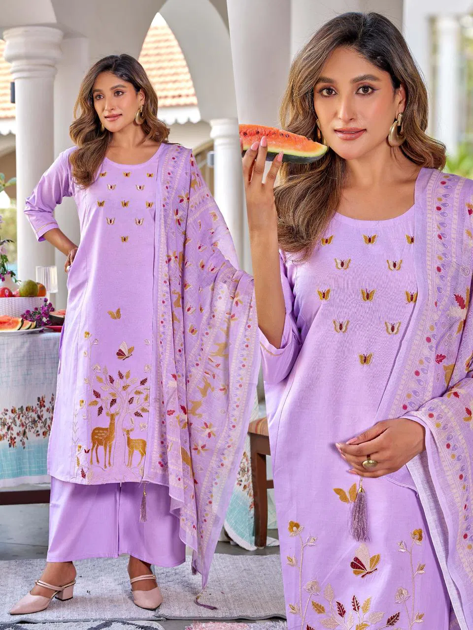 Naisha K 719 Dhabu Cotton Casual Wear Kurti Pant And Dupatta Collection