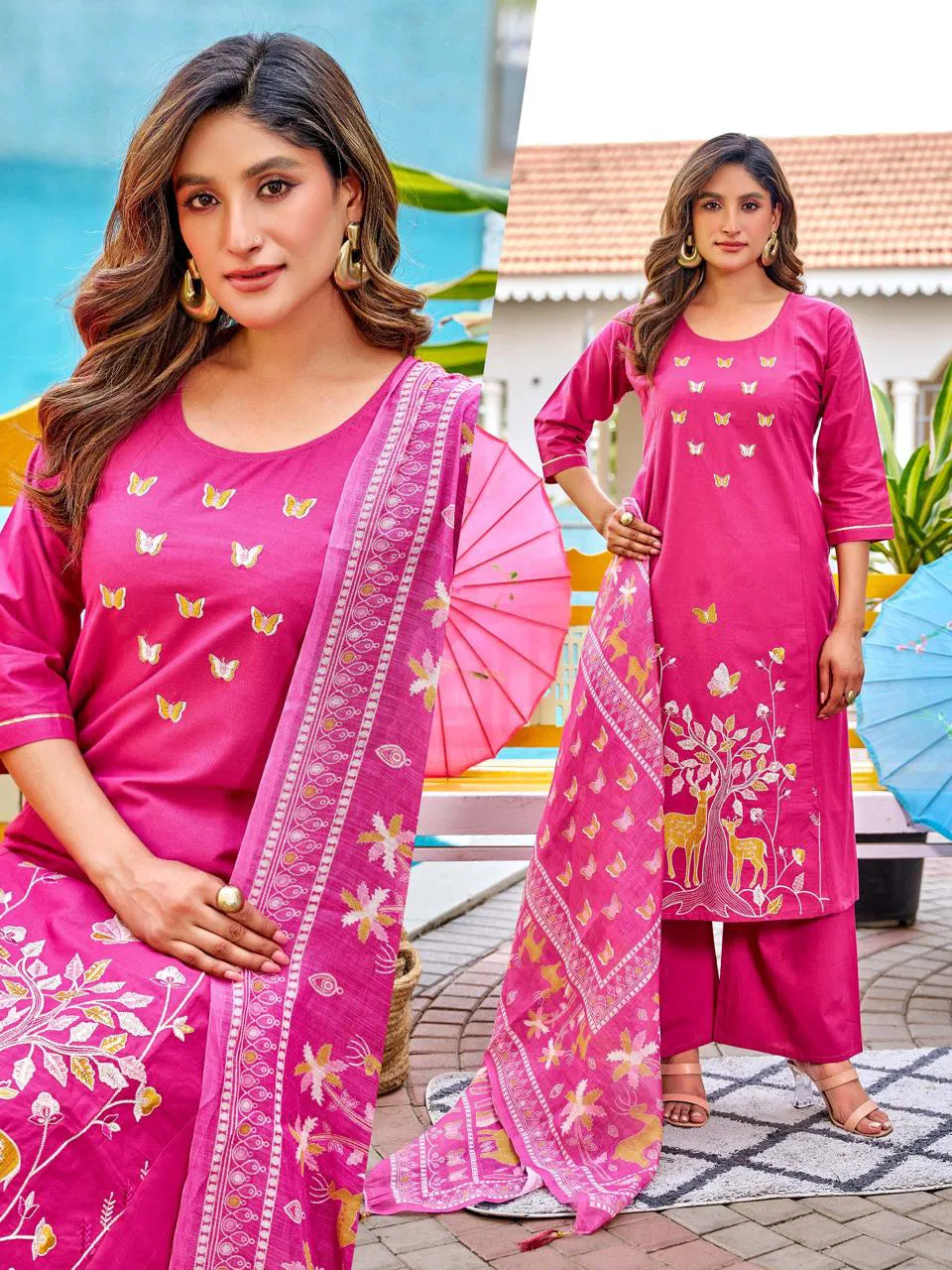 Naisha K 719 Dhabu Cotton Casual Wear Kurti Pant And Dupatta Collection