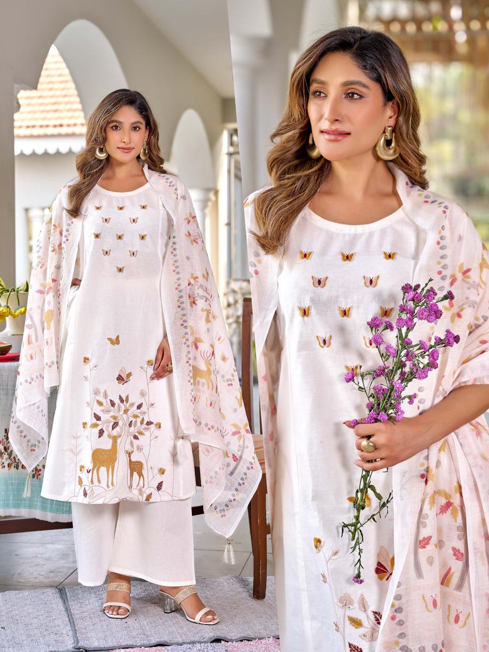Naisha K 719 Dhabu Cotton Casual Wear Kurti Pant And Dupatta Collection