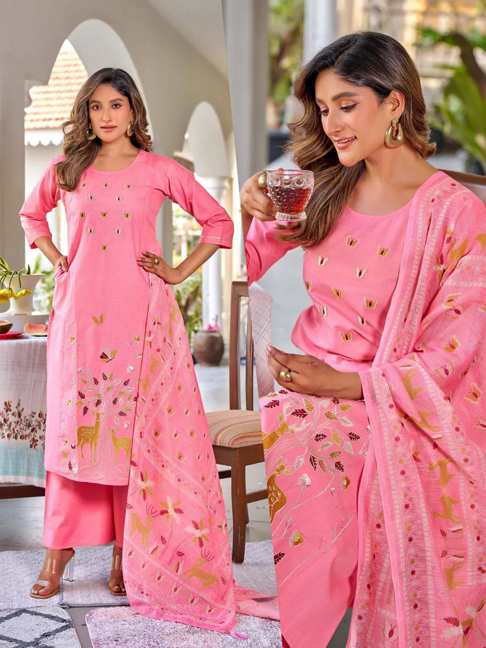 Naisha K 719 Dhabu Cotton Casual Wear Kurti Pant And Dupatta Collection