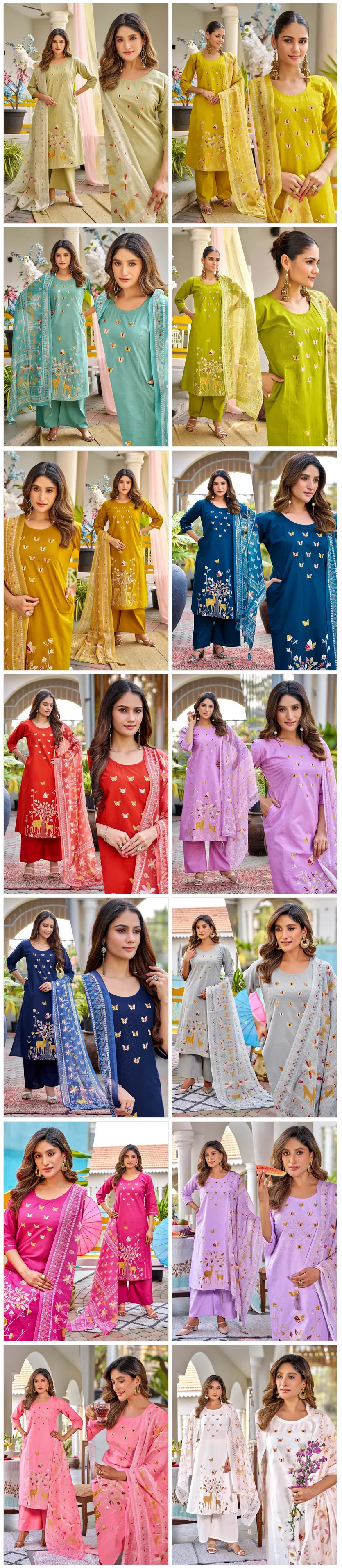 Naisha K 719 Dhabu Cotton Casual Wear Kurti Pant And Dupatta Collection
