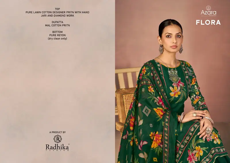 Radhika Azara Flora Lawn Cotton Printed Designer Dress Material