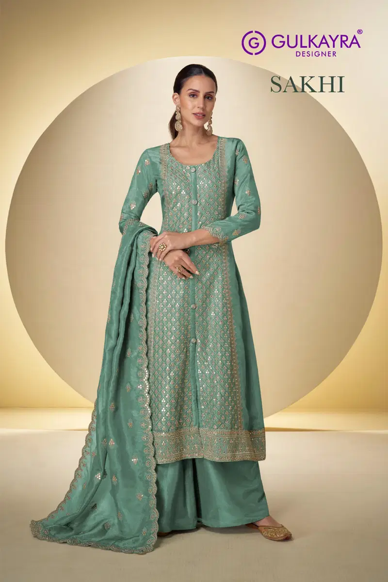 Gulkayra Sakhi Simar Silk Embroidery Work Designer Salwar Kameez