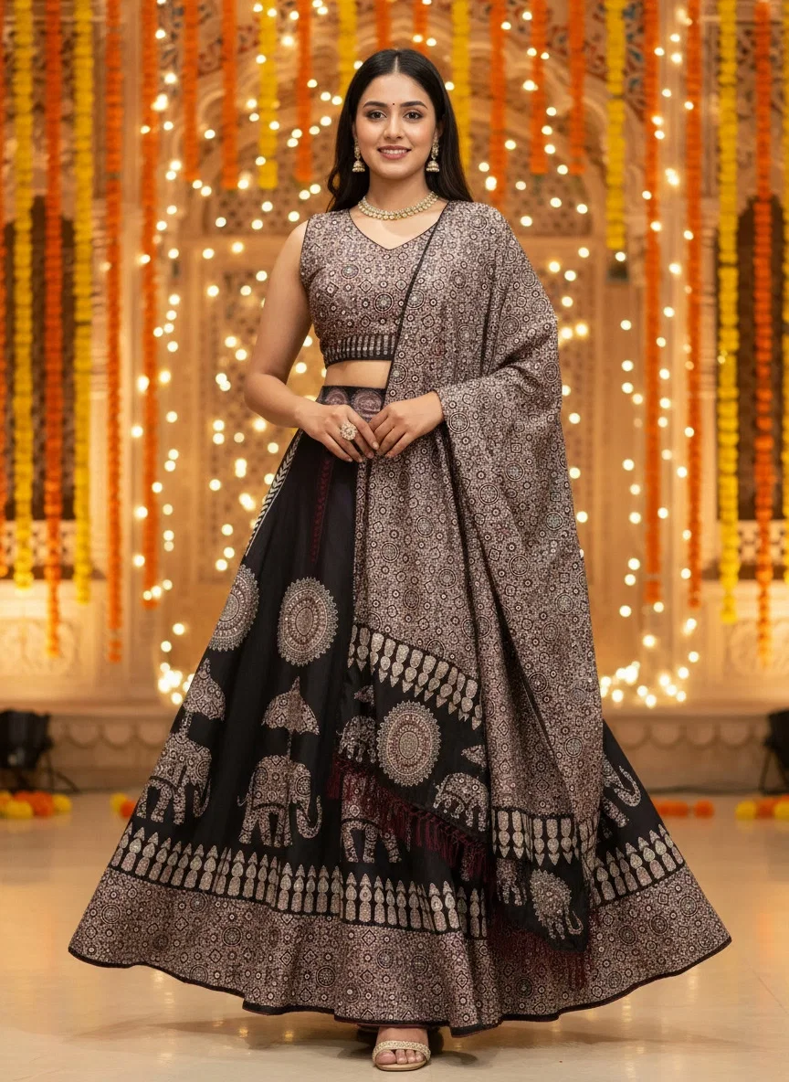 James Black Hathi Poly Cotton Rayon Lehenga Choli Collection