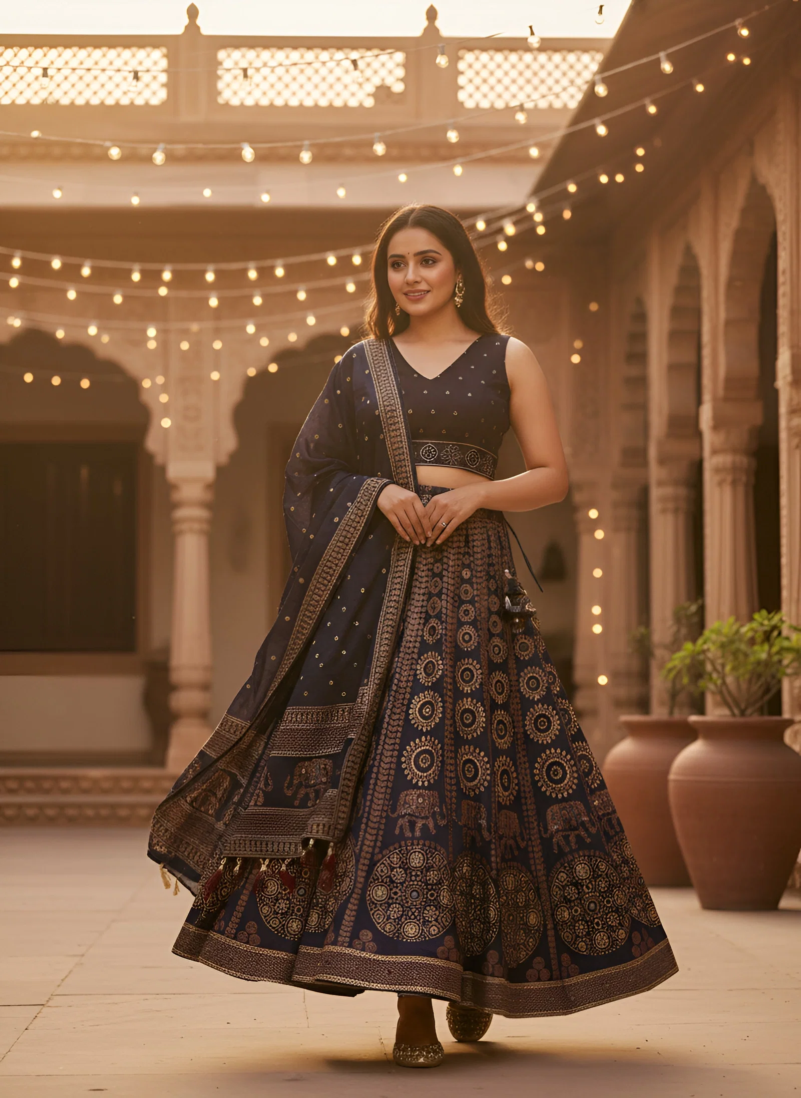 James Black Chakra Poly Cotton Rayon Lehenga Choli Collection
