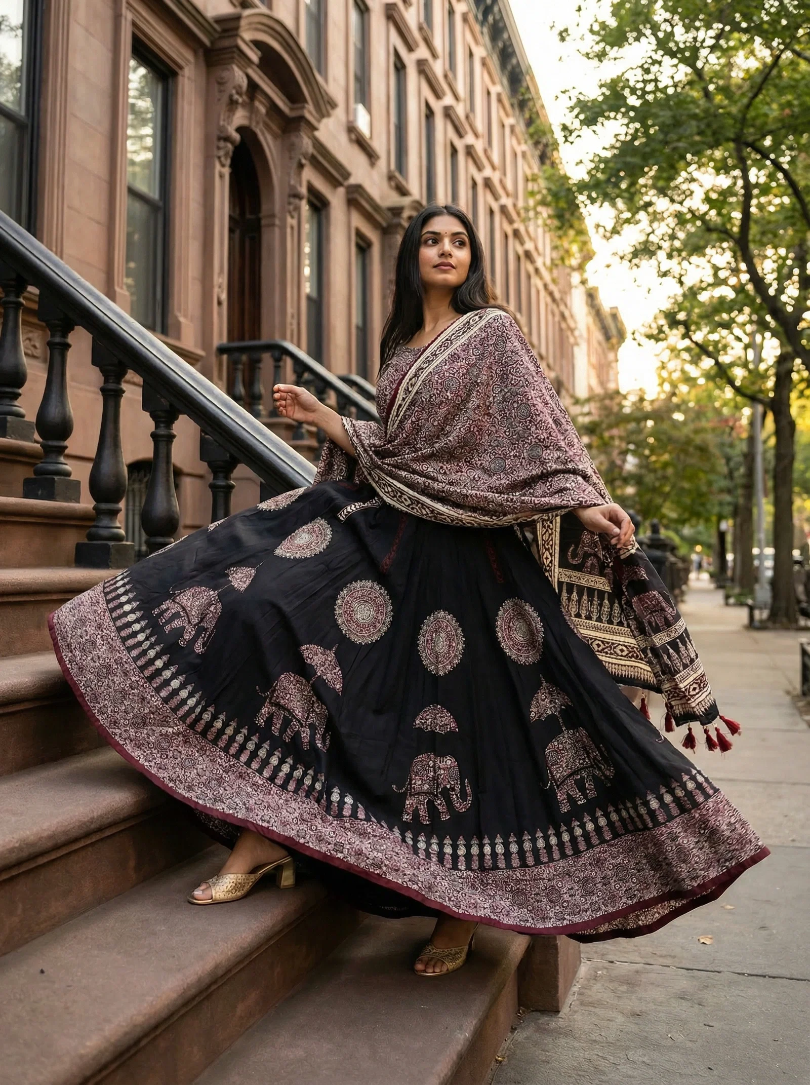 James Black Navratra Hathi Poly Cotton Rayon Lehenga Choli Collection
